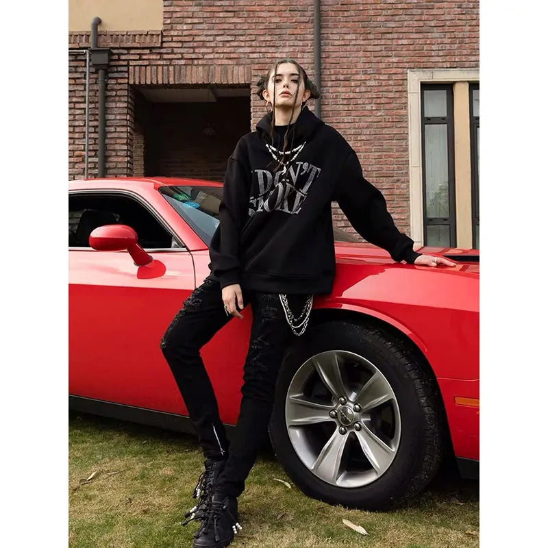 Rhinestone Oversize Hoodie